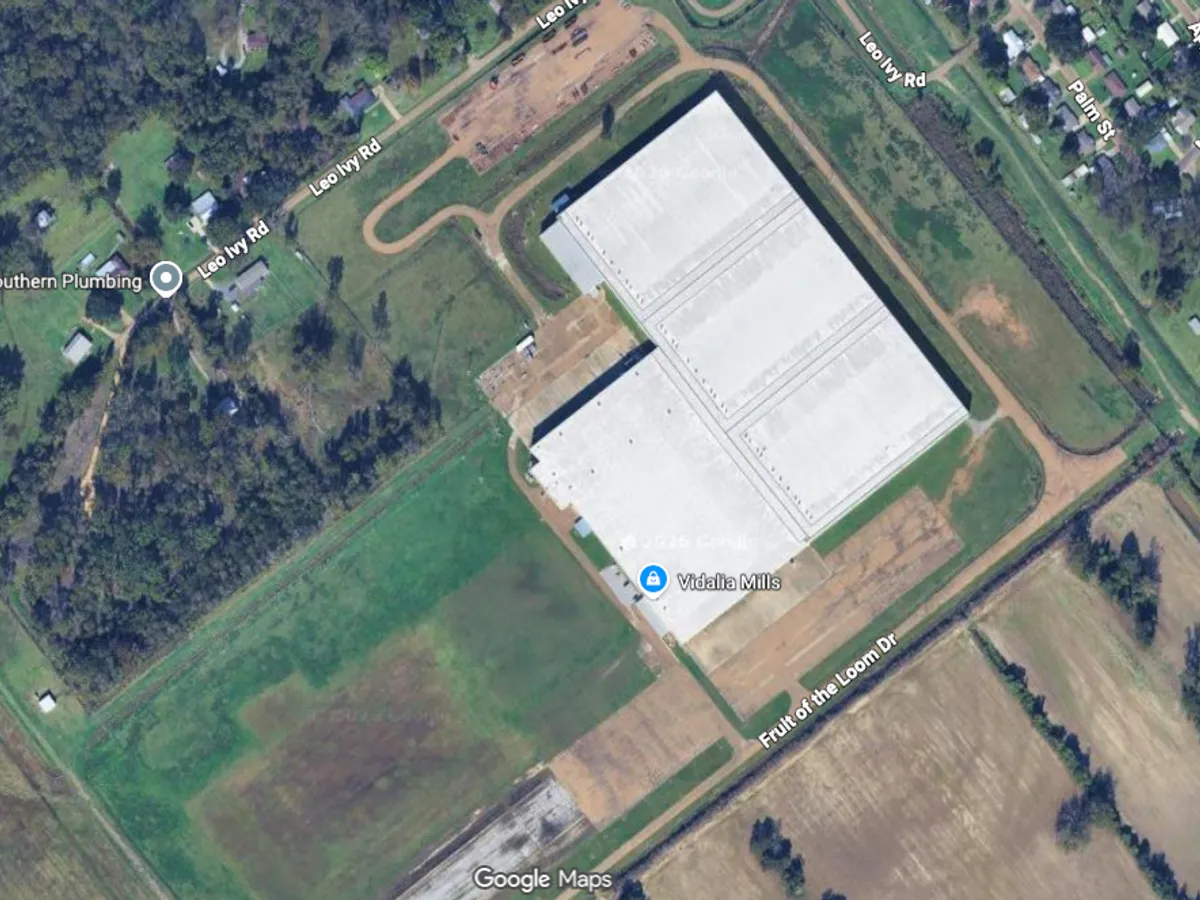 Fortalis Vidalia data center (former Fruit of the Loom / Vidalia Mills plant), a photo of the site